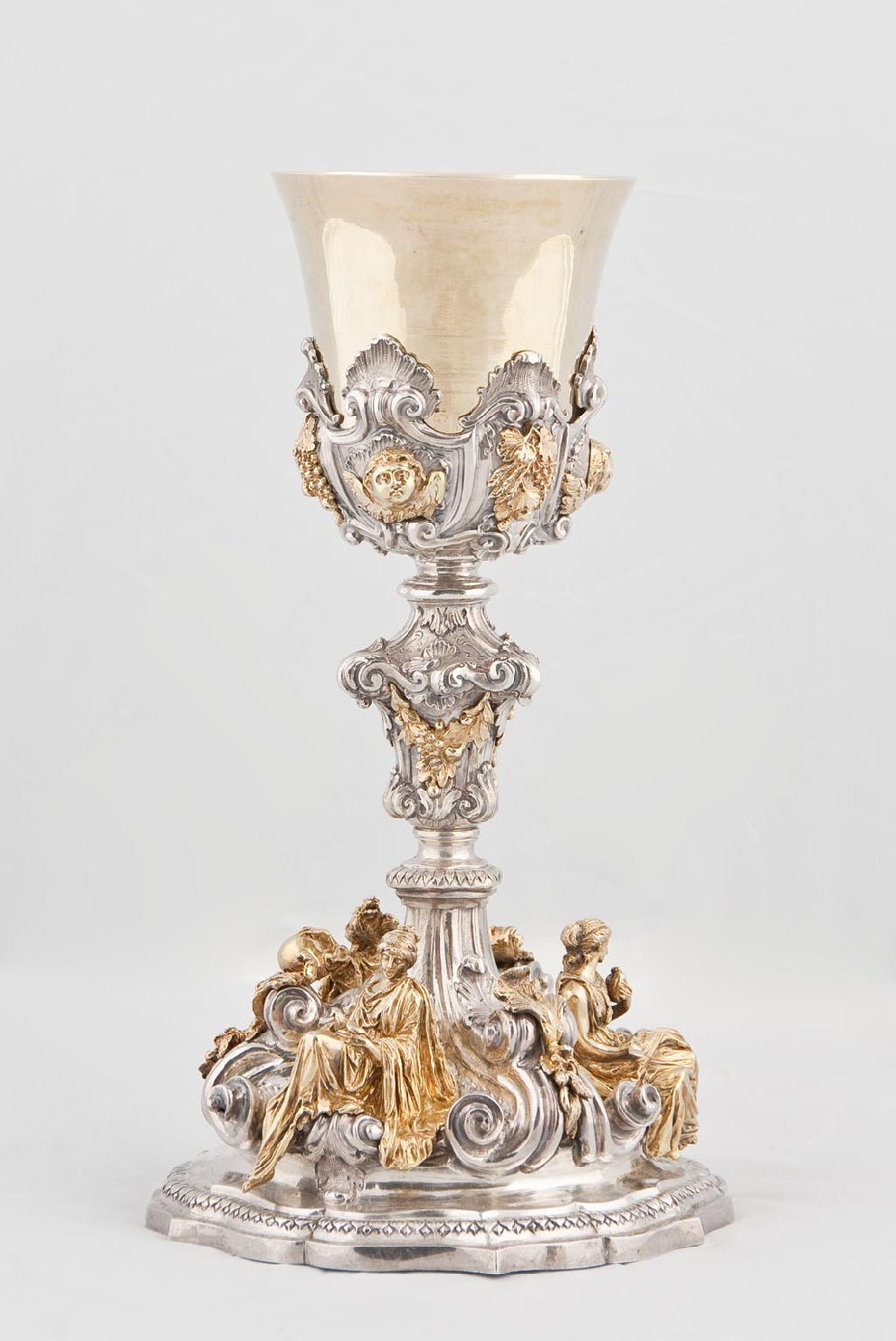 figure allegoriche, cherubini (calice, opera isolata) - bottega italiana (seconda meta' sec. XIX)