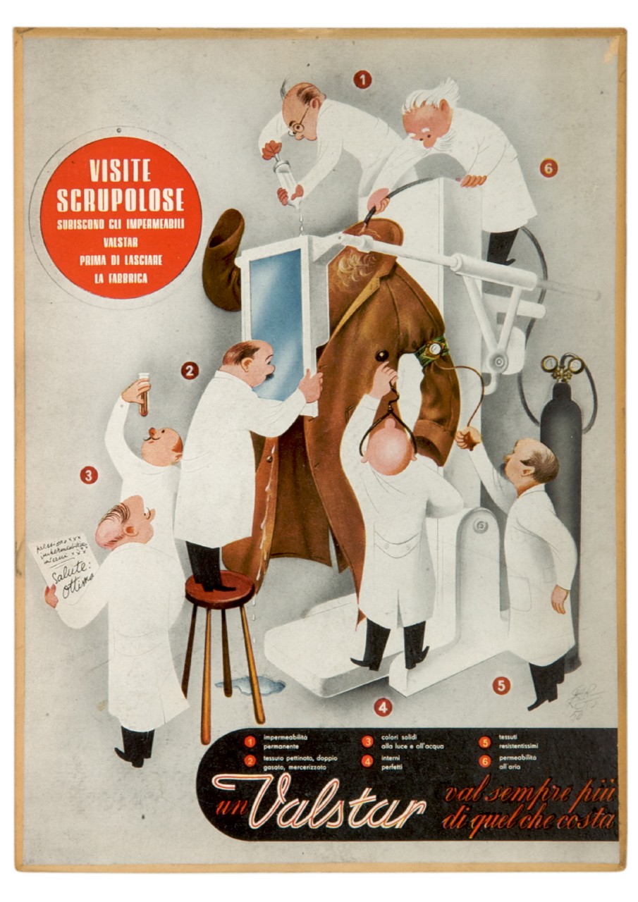 medici visitano scrupolosamente un impermeabile (tabella) di Garretto Paolo Federico (sec. XX)