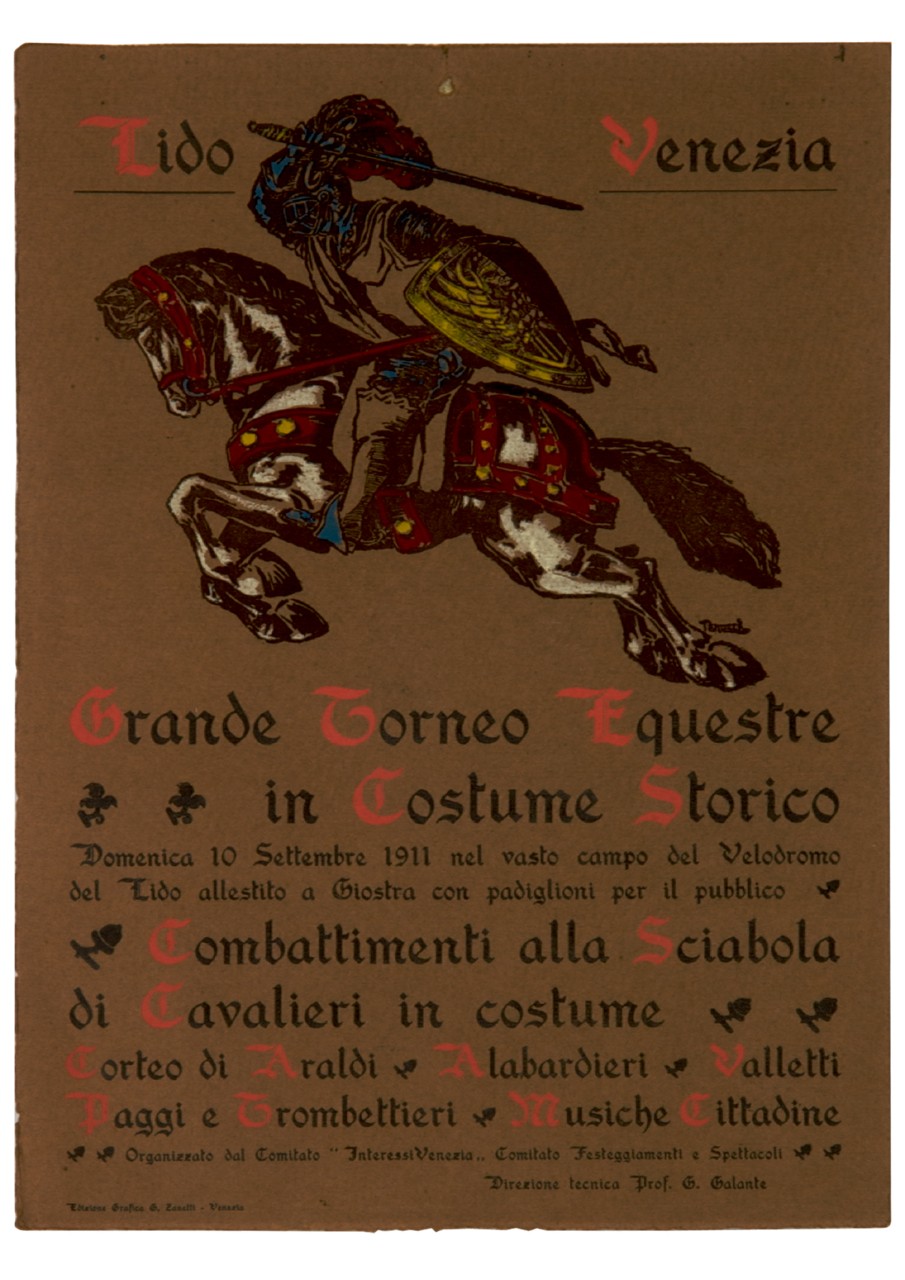 cavaliere in costume armato di sciabola (locandina) di Tanozzi Gorgon (sec. XX)