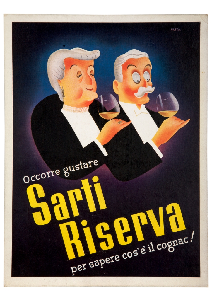 due anziani aristocratici a mezzobusto bevono un bicchiere di cognac (locandina) di Ultra (sec. XX)