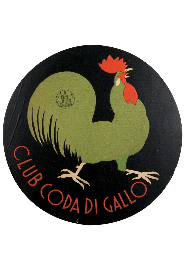 gallo verde di profilo (locandina) - ambito italiano (metà sec. XX)