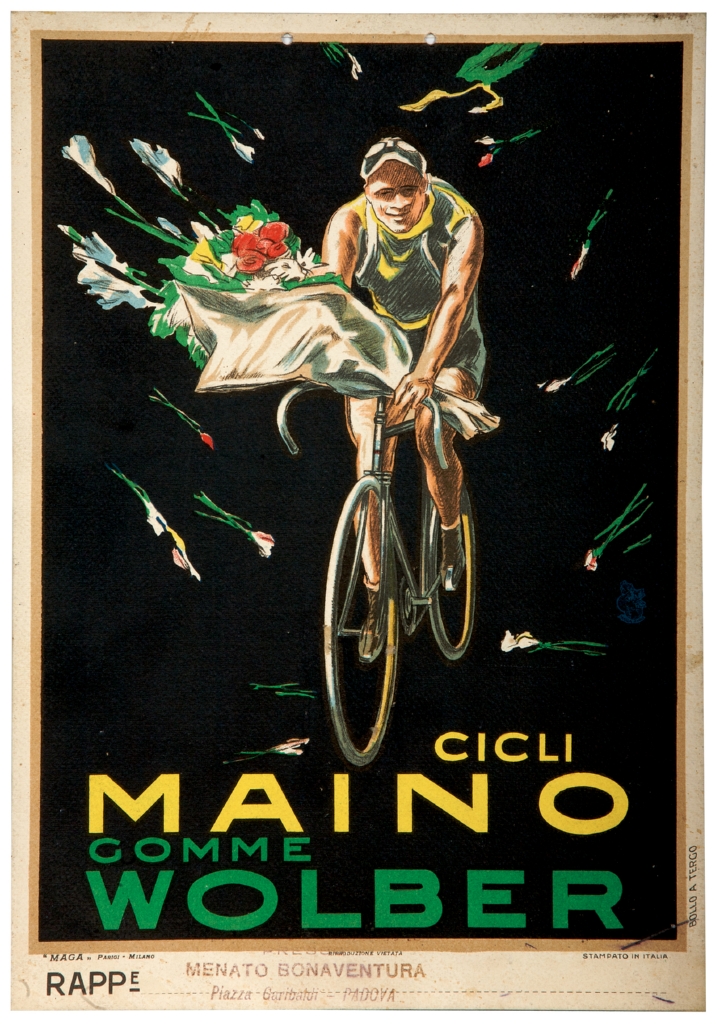 giro d'onore di un ciclista dopo la vittoria (locandina) di MAGA (sec. XX)