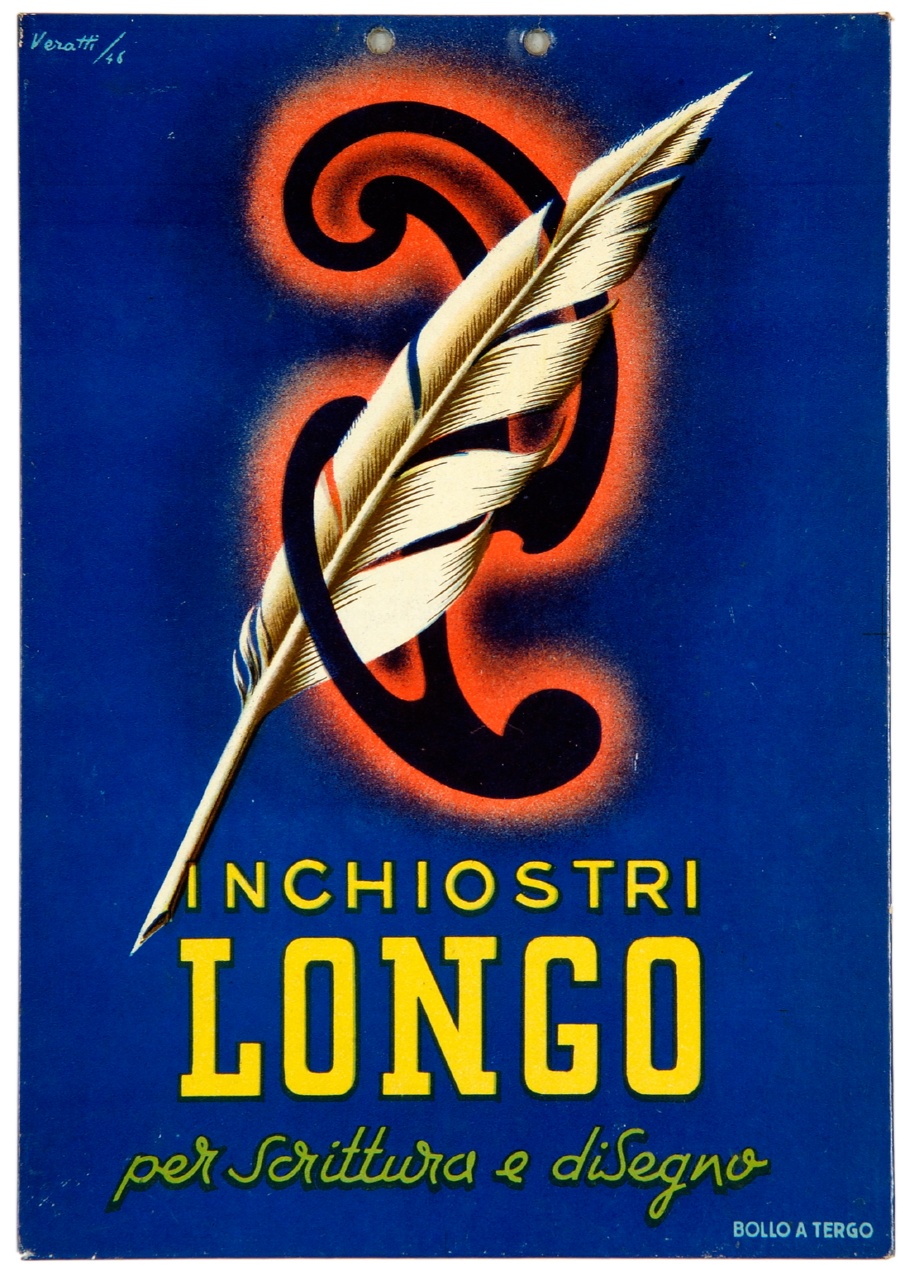 penna di volatile e strumento curvilinea (locandina) di Veratti (sec. XX)