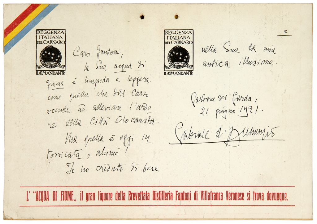 chirografo di Gabriele d'Annunzio (locandina) - ambito italiano (prima metà sec. XX)