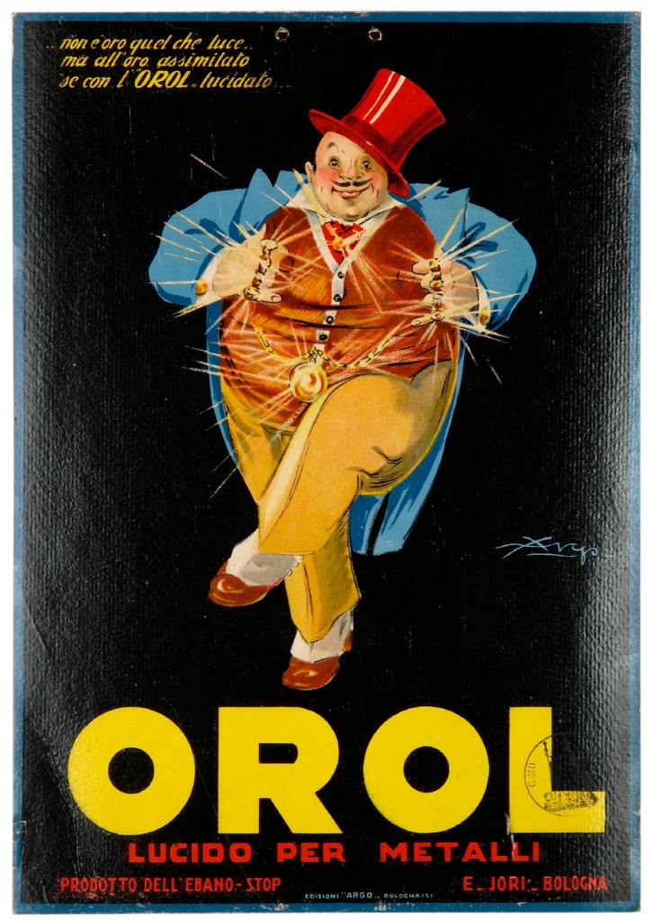 figura maschile in abiti eleganti con gioielli (locandina) di Argo - Creazione Marche di Pubblicità (secondo quarto sec. XX)