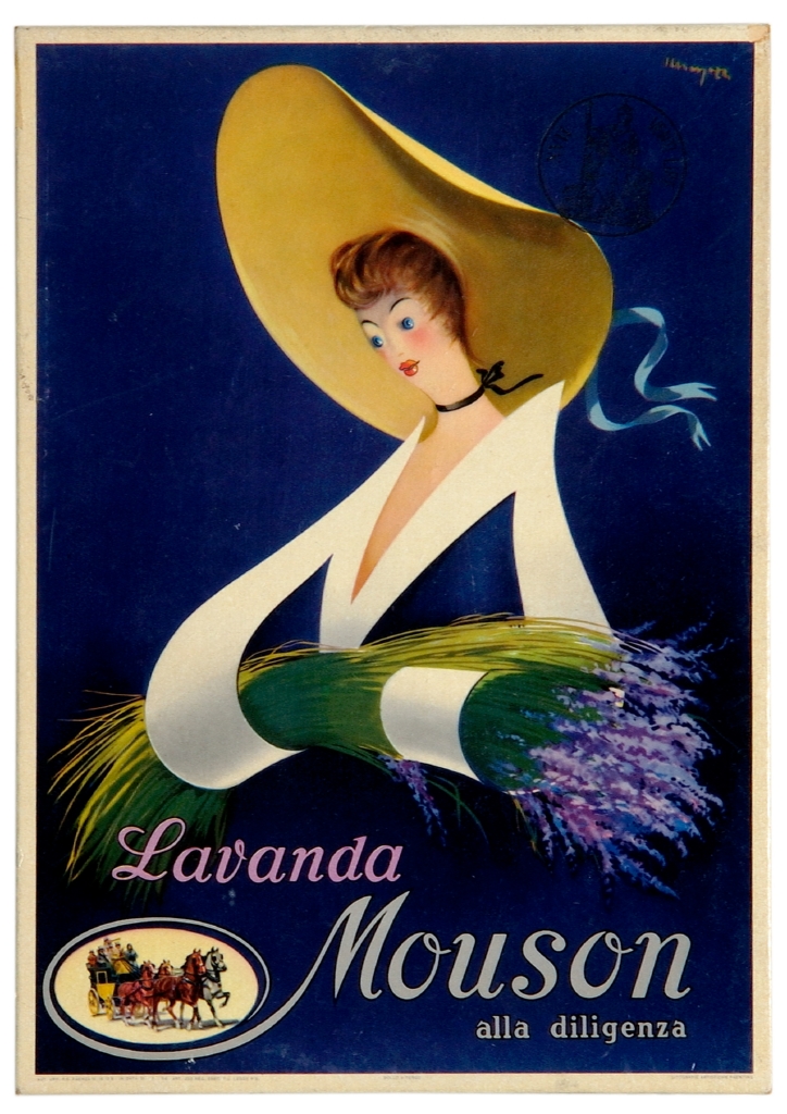 figura femminile con mazzo di lavanda (locandina) di Mingozzi Giovanni (sec. XX)