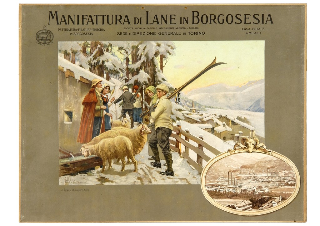 paesaggio di montagna con escursionisti (locandina) di Rossi Alberto (sec. XX)