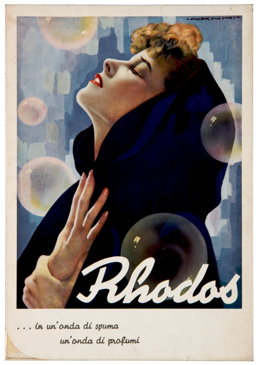 donna inebriata nei sensi tra bolle di sapone (tabella) di Nanni Nino (sec. XX)