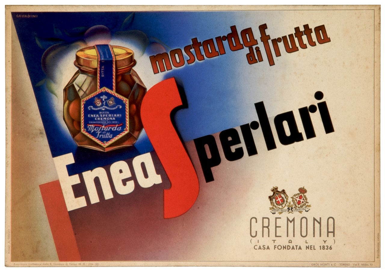 vasetto in vetro di mostarda di frutta e riverbero su campitura monocroma di composizione di frutta (tabella) di Cavadini Alfredo (sec. XX)