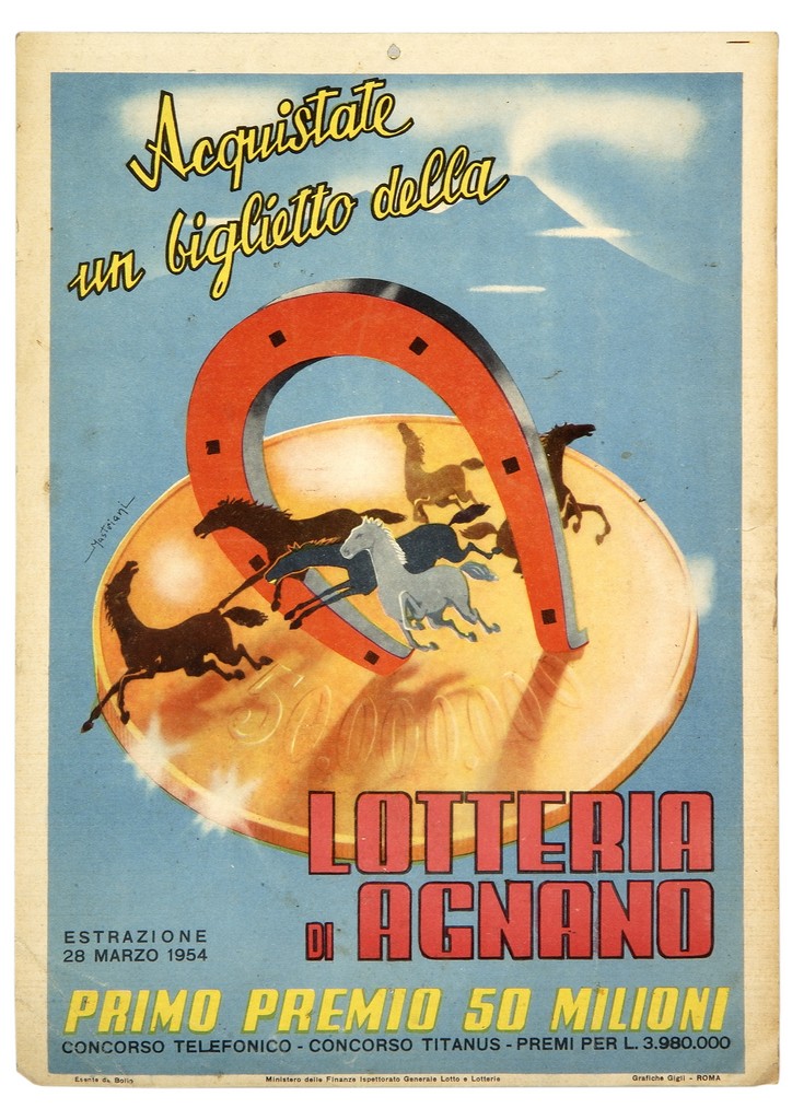 cavalli su moneta con ferro di cavallo (locandina) di Mastriani Adolfo Edmondo (sec. XX)