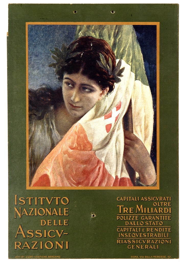 figura femminile con bandiera italiana (locandina) di Panina A (sec. XX)