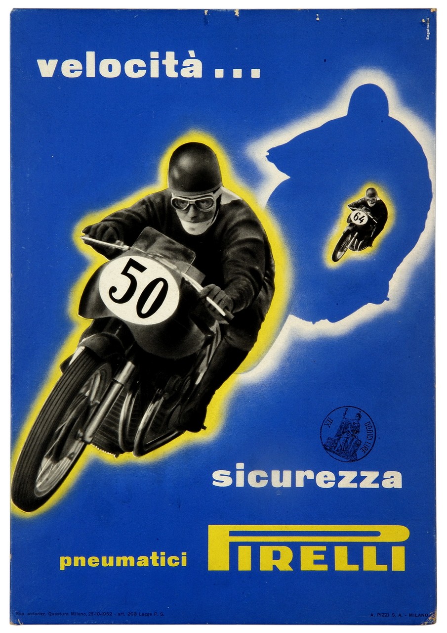 motociclisti su motociclette da corsa (locandina) di Engelmann Michael (sec. XX)