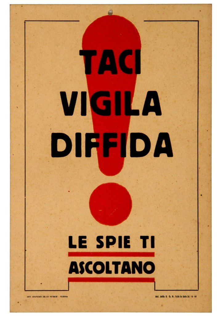 punto esclamativo e scritte (locandina) - ambito italiano (sec. XX)