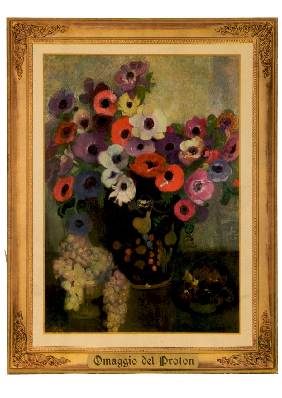 dipinto di natura morta con vaso di fiori di Evangelina Alciati entro cornice (tabella) di Alciati Evangelina (sec. XX)