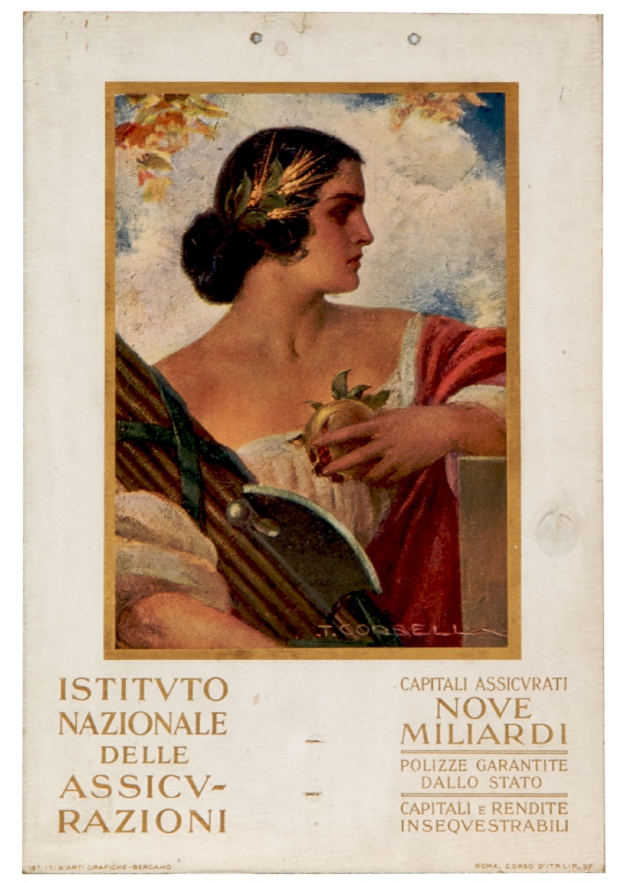 donna con fascio littorio e frutti (calendario) di Corbella Tito (sec. XX)