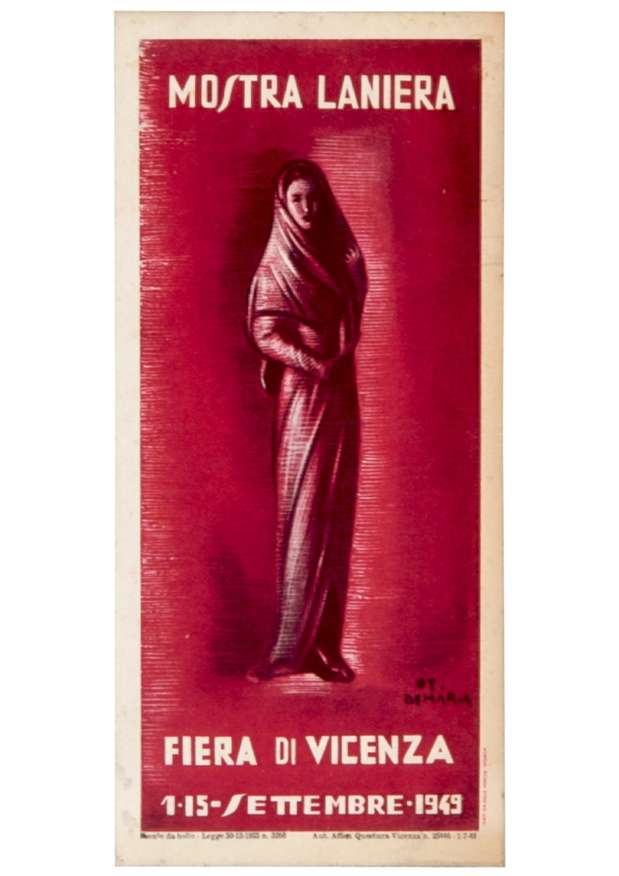 donna avvolta in un tessuto di lana (locandina) di De Maria Otello (sec. XX)
