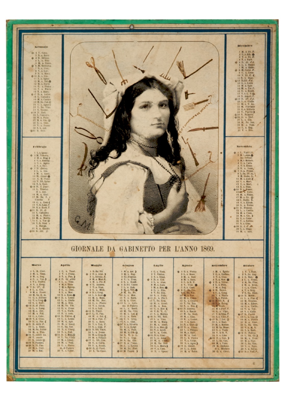 busto di donna con collana (calendario) - ambito italiano (sec. XIX)