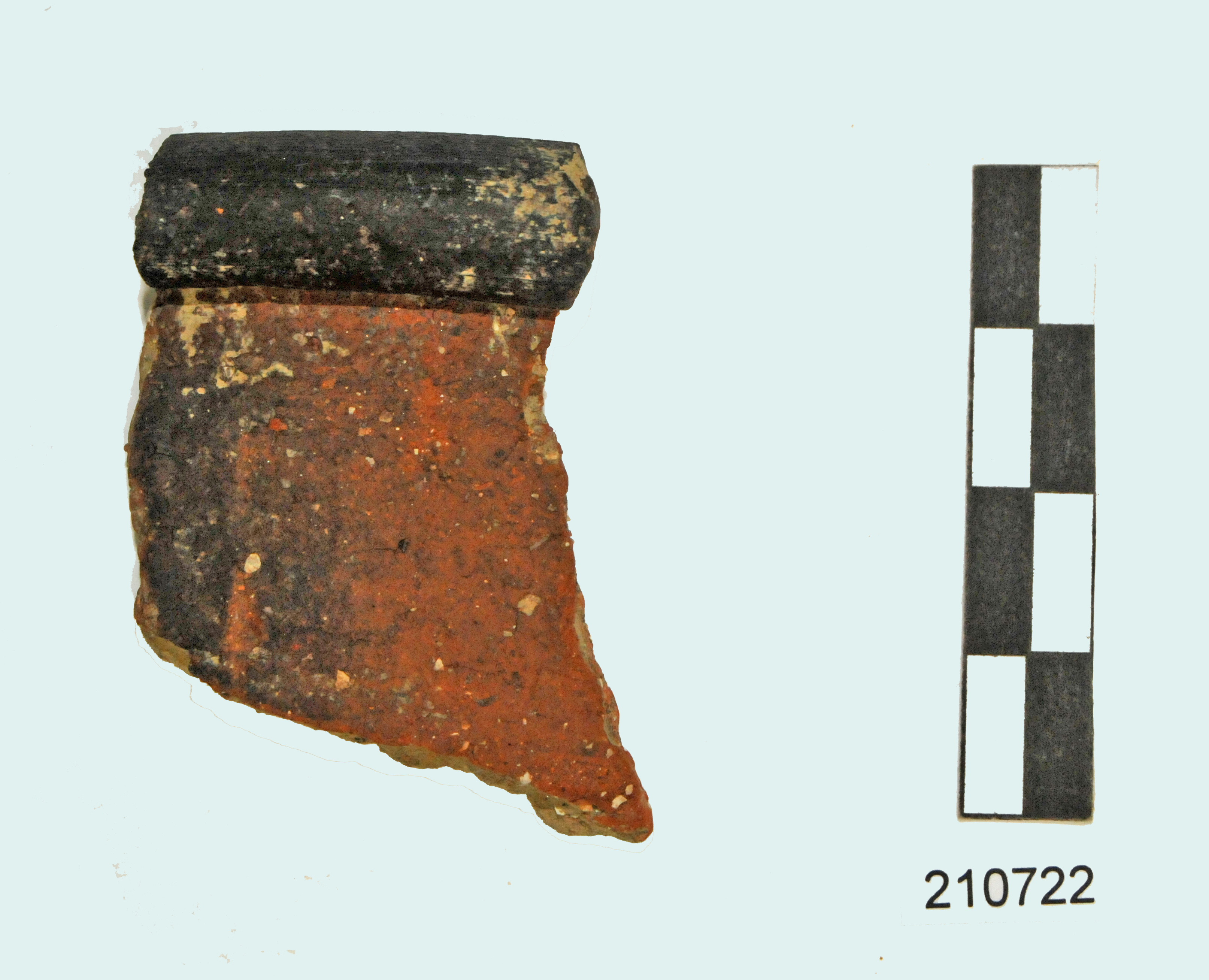 coperchio, orlo, parete, argilla arancio/marrone, dura ricca di inclusi (I d.C - II d.C)