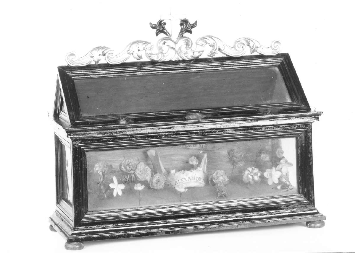 reliquiario a teca - a urna, serie - manifattura emiliana (seconda meta' sec. XVII)