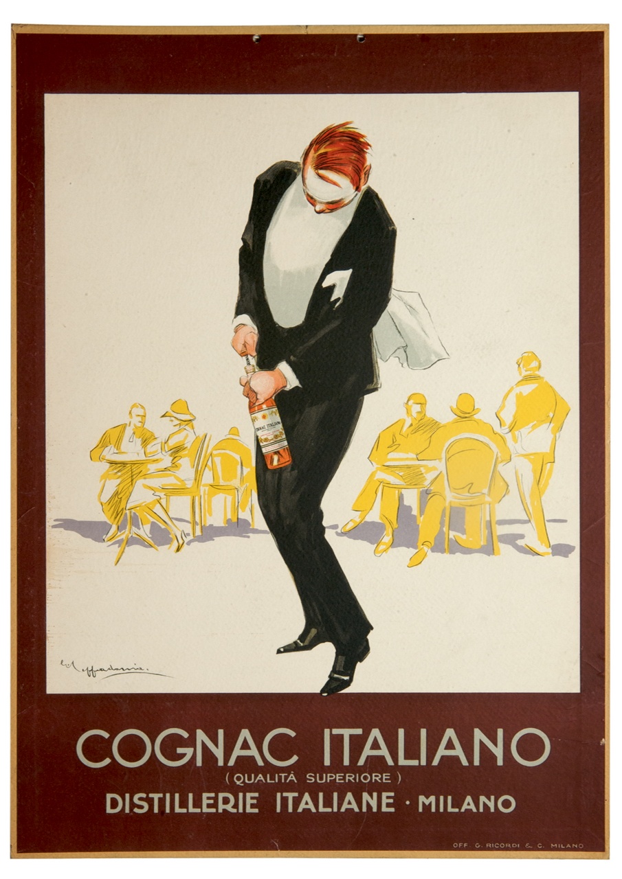 Cameriere che stappa una bottiglia (locandina) di Cappadonia Giuseppe (sec. XX)