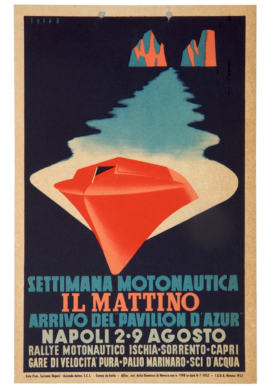 motoscafo partito dai faraglioni di Capri (locandina) di Puppo Mario (sec. XX)