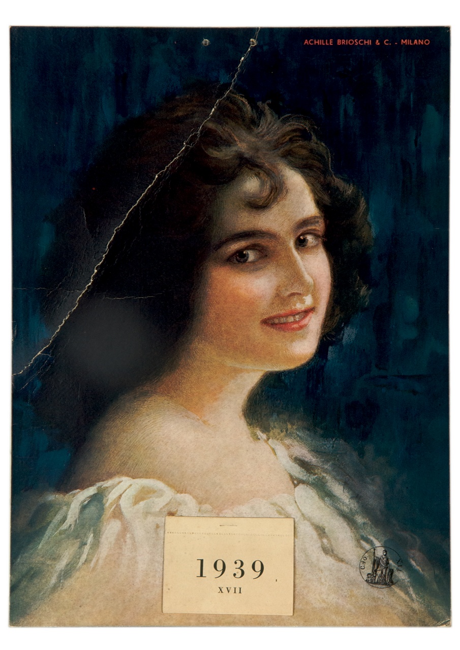 ritratto a mezzo busto di donna di profilo (calendario) - ambito italiano (sec. XX)