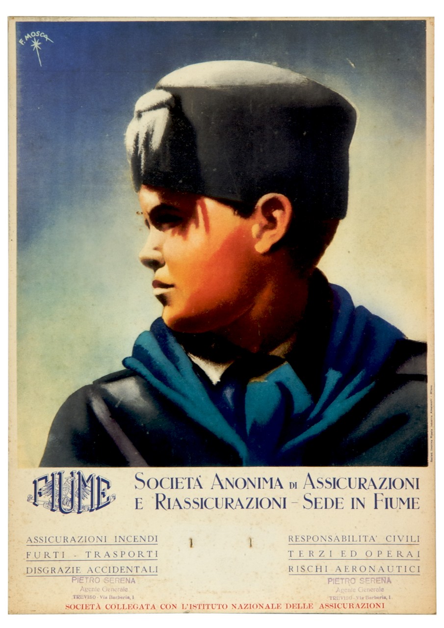 bambino a mezzo busto in divisa di balilla (calendario) di Mosca Franco (sec. XX)