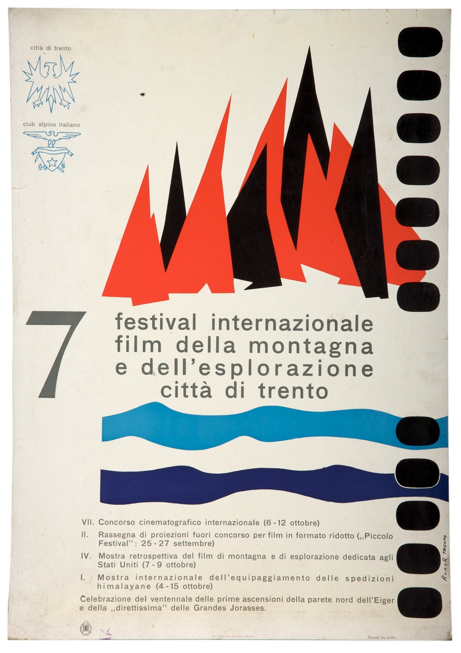 montagne rosse e nere e corsi d'acqua azzurri e blu (locandina) di Rumor (sec. XX)