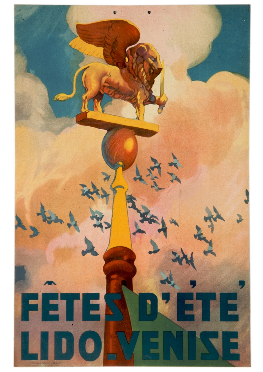 terminale di bandiera con il leone di san Marco (locandina) di Molinari Aldo (sec. XX)
