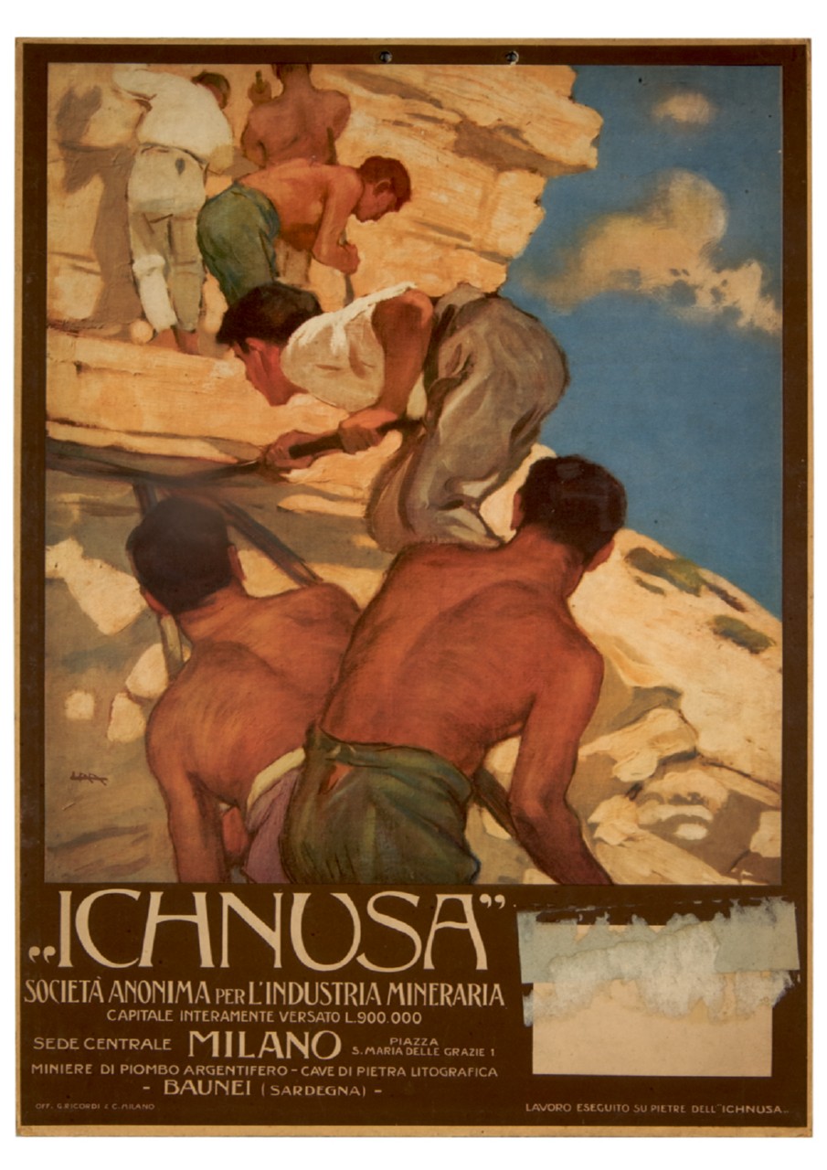 cavatori di pietra (locandina) di Metlicovitz Leopoldo (sec. XX)