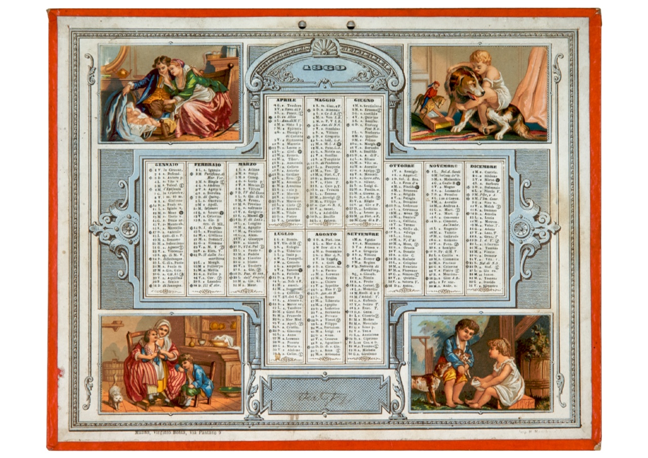 scene di vita domestica (calendario) - ambito italiano (sec. XIX)