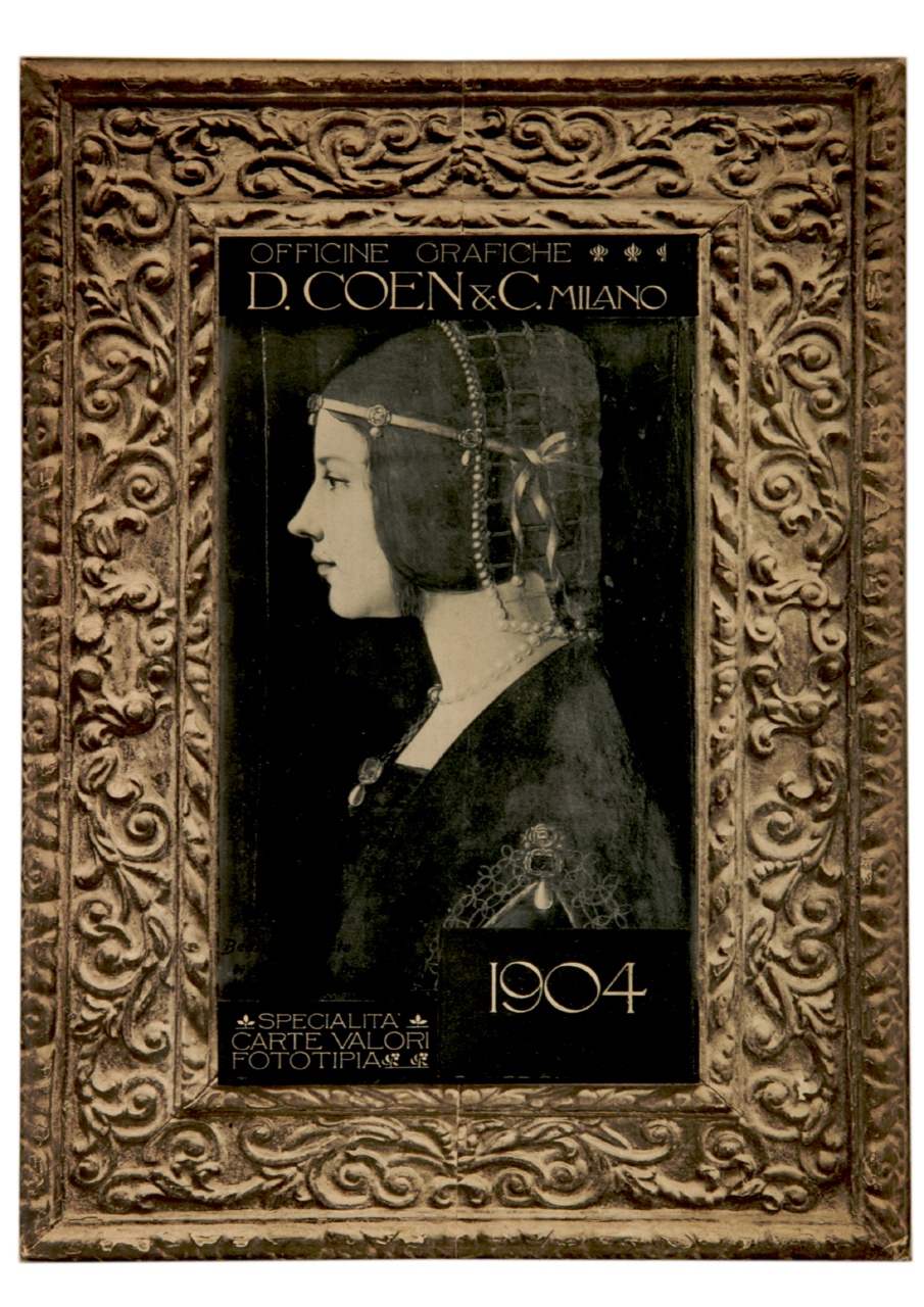 dipinto con ritratto di Beatrice d'Este di Leonardo da Vinci (locandina) - ambito italiano (sec. XX)