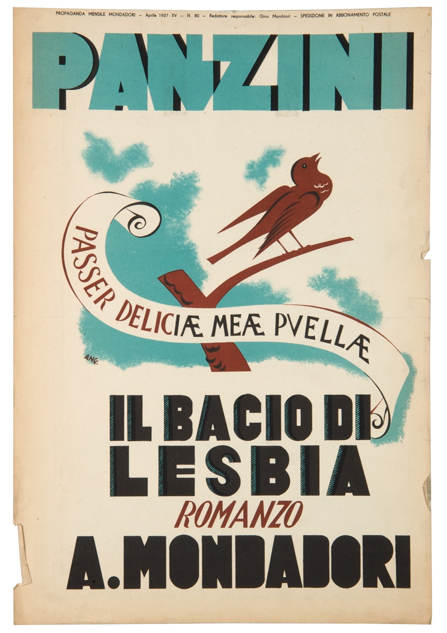 uccellino su un ramo (locandina) di Angoletta Bruno (sec. XX)