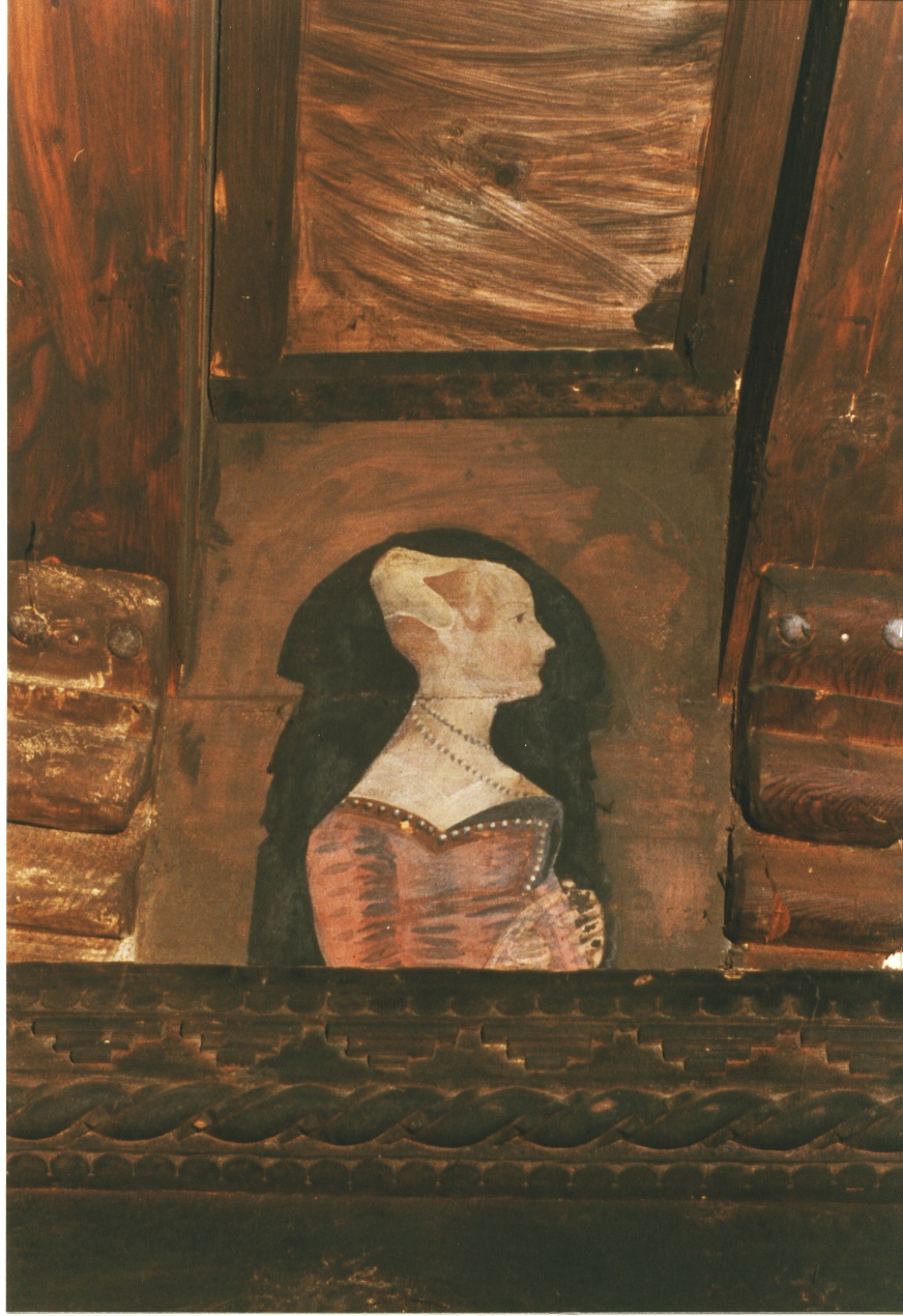 TAVOLETTA DA SOFFITTO RAFF. FIGURA FEMMINILE - AMBITO LOMBARDO (seconda meta' SEC. XV)