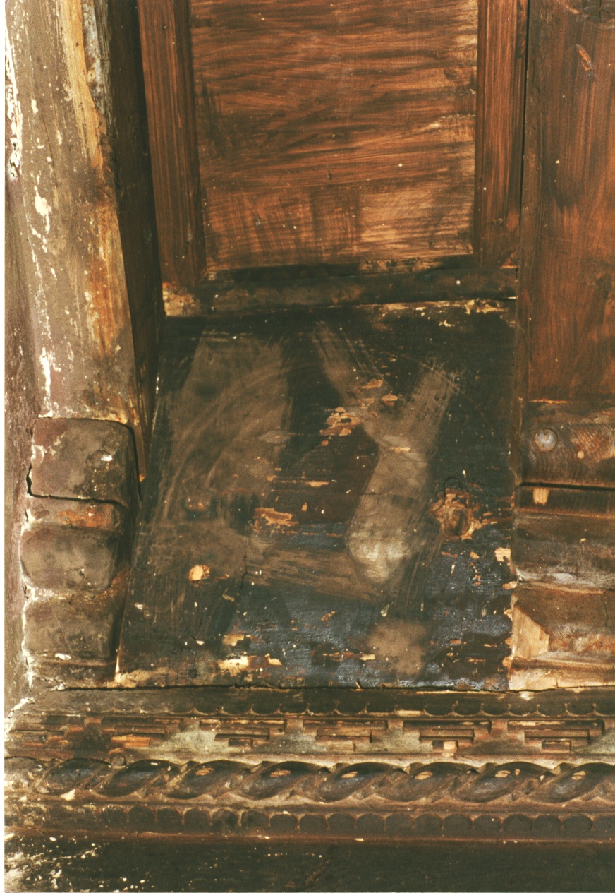 TAVOLETTA DA SOFFITTO RAFF. FIGURA MASCHILE - AMBITO LOMBARDO (seconda meta' SEC. XV)