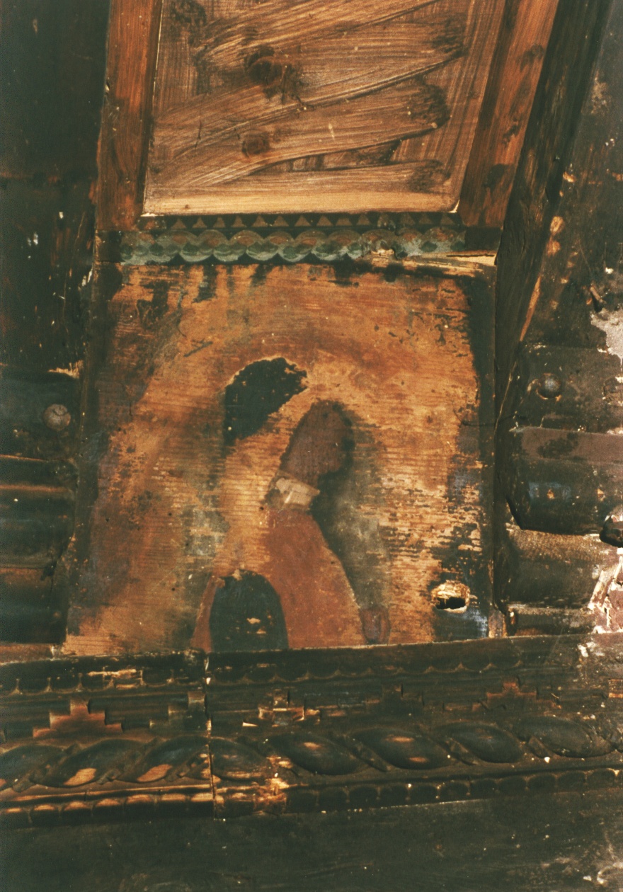 TAVOLETTA DA SOFFITTO RAFF. FIGURA MASCHILE - AMBITO LOMBARDO (seconda meta' SEC. XV)