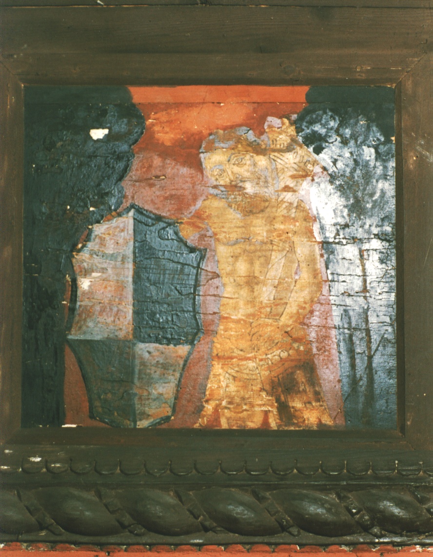 TAVOLETTA DA SOFFITTO RAFF. FIGURA MASCHILE - AMBITO LOMBARDO (SECC. XV/ XX)