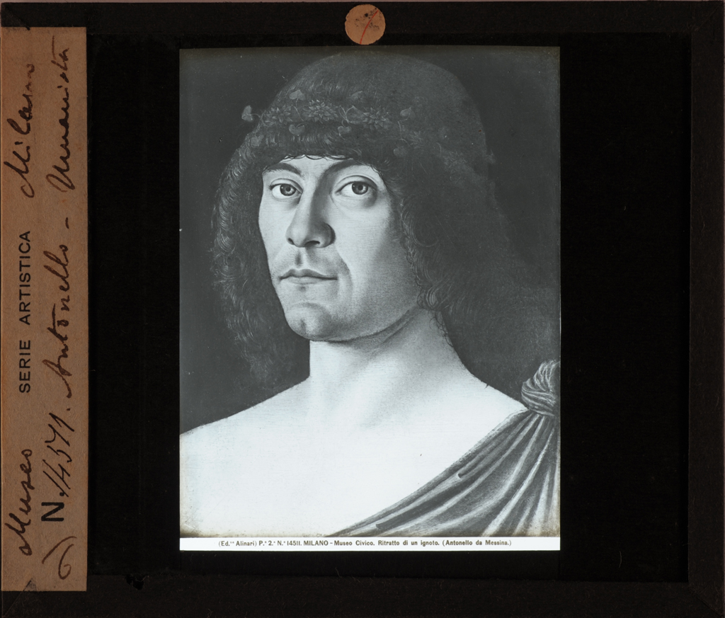 Giovanni Bellini - Ritratto di poeta laureato (diapositiva) di Bellini, Giovanni, Alinari, Fratelli (stabilimento) (prima metà XX)