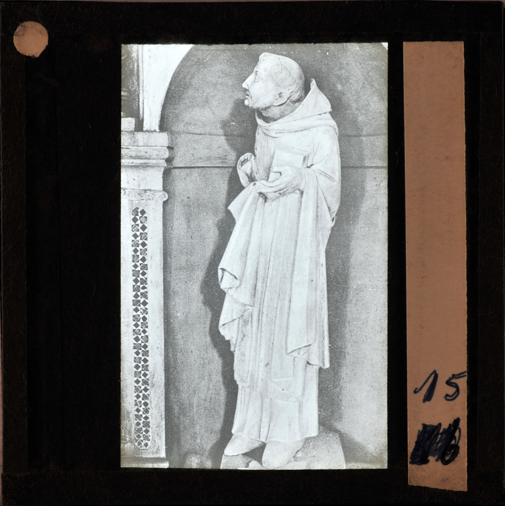 Orvieto - chiesa di San Domenico - tomba del cardinale De Braye - statua di San Domenico (diapositiva) di Arnolfo di Cambio, Moretti, Mario (ditta) (metà XX)