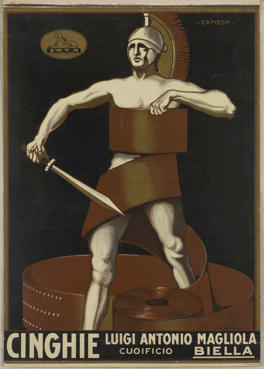 gladiatore avvolto da una cinghia (manifesto) di Cambon Glauco (sec. XX)