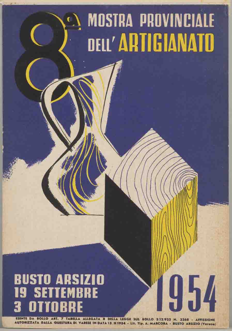 brocca e cubo di legno (locandina) - ambito lombardo (sec. XX)