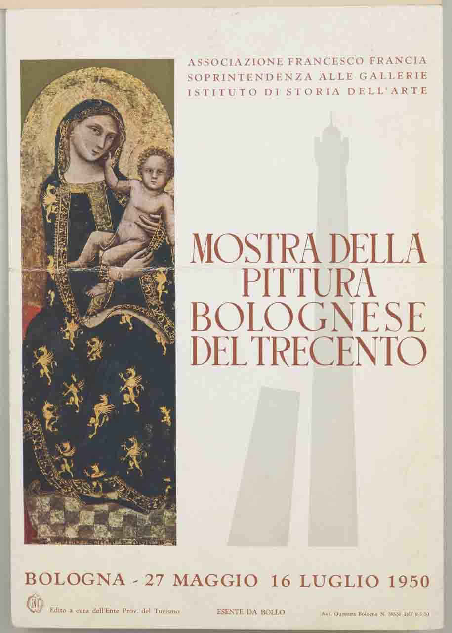 dipinto con Madonna con Bambino detta Madonna dei denti di Vitale da Bologna (locandina) - ambito italiano (sec. XX)