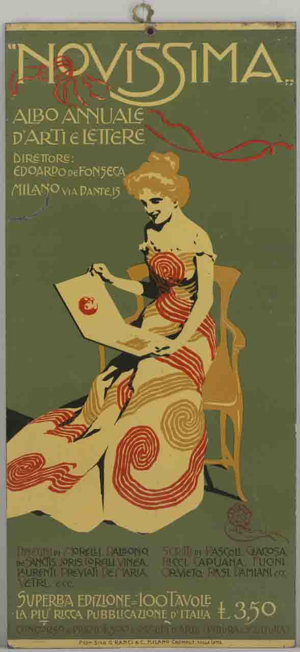 donna seduta sfoglia un albo (tabella) di Terzi Aleardo (sec. XX)