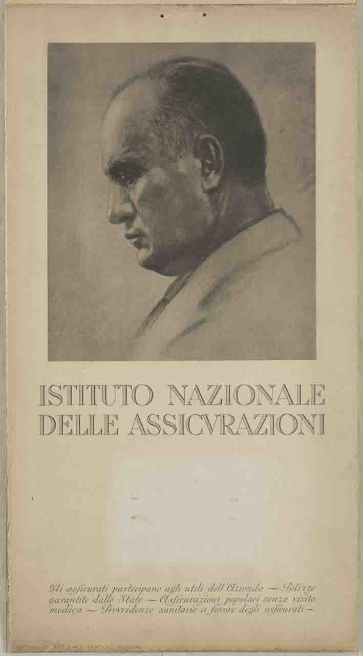 ritratto a mezzo busto di Benito Mussolini (calendario) - ambito italiano (prima metà sec. XX)