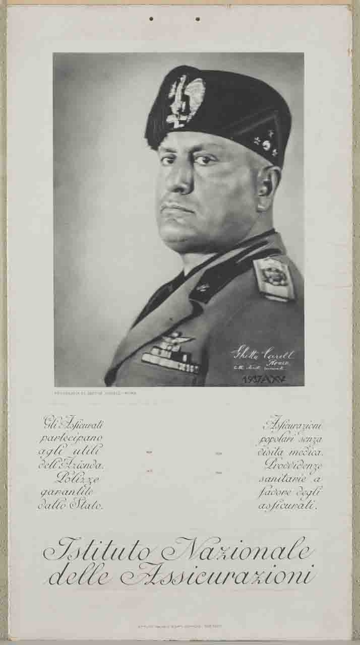 ritratto a mezzo busto di Benito Mussolini (calendario) di Carell Ghitta (sec. XX)