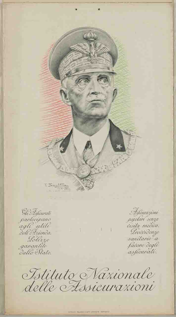 ritratto a mezzo busto di Vittorio Emanuele III (calendario) di Spoltore Federico (sec. XX)