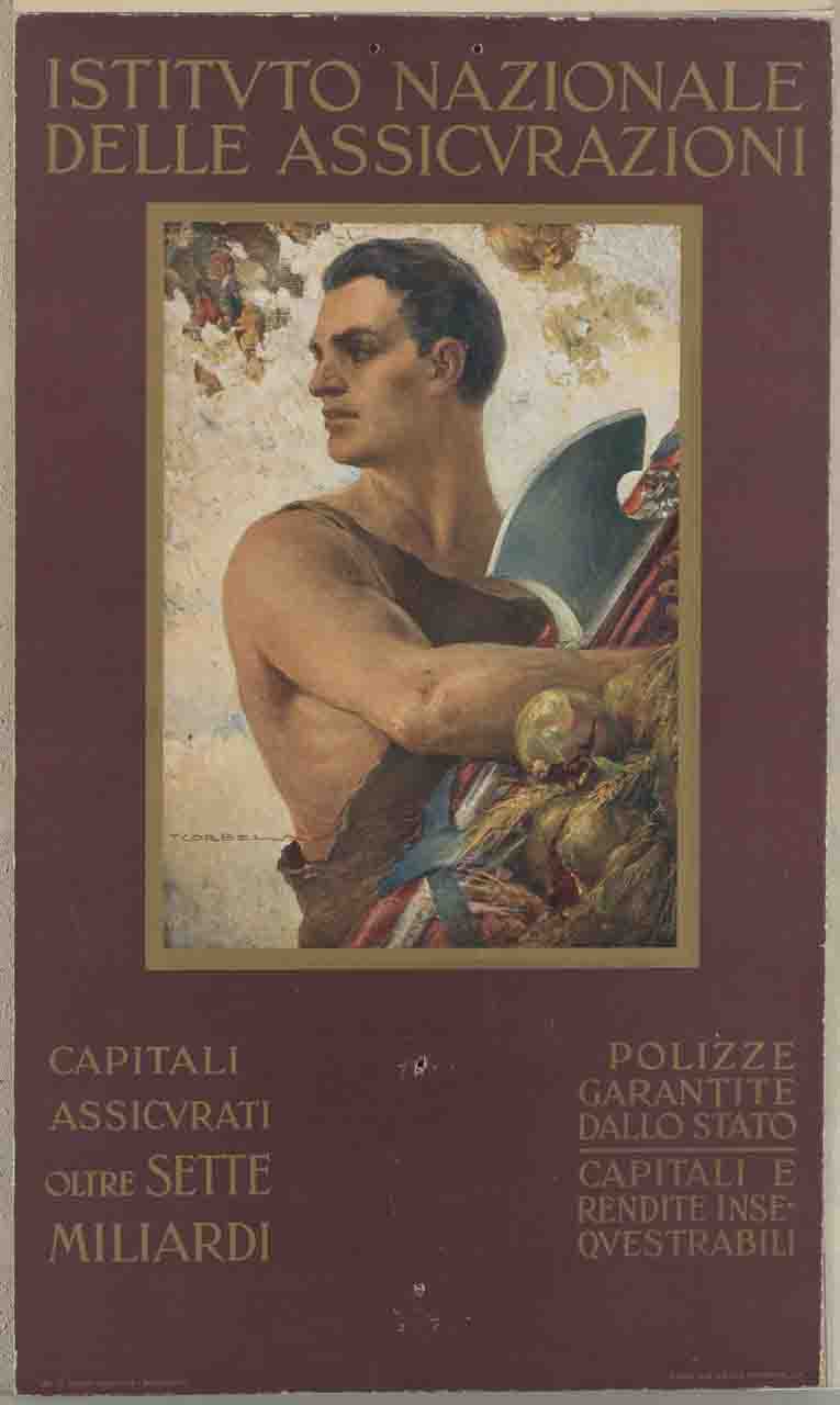 uomo con fascio littorio e frutta (calendario) di Corbella Tito (metà sec. XX)