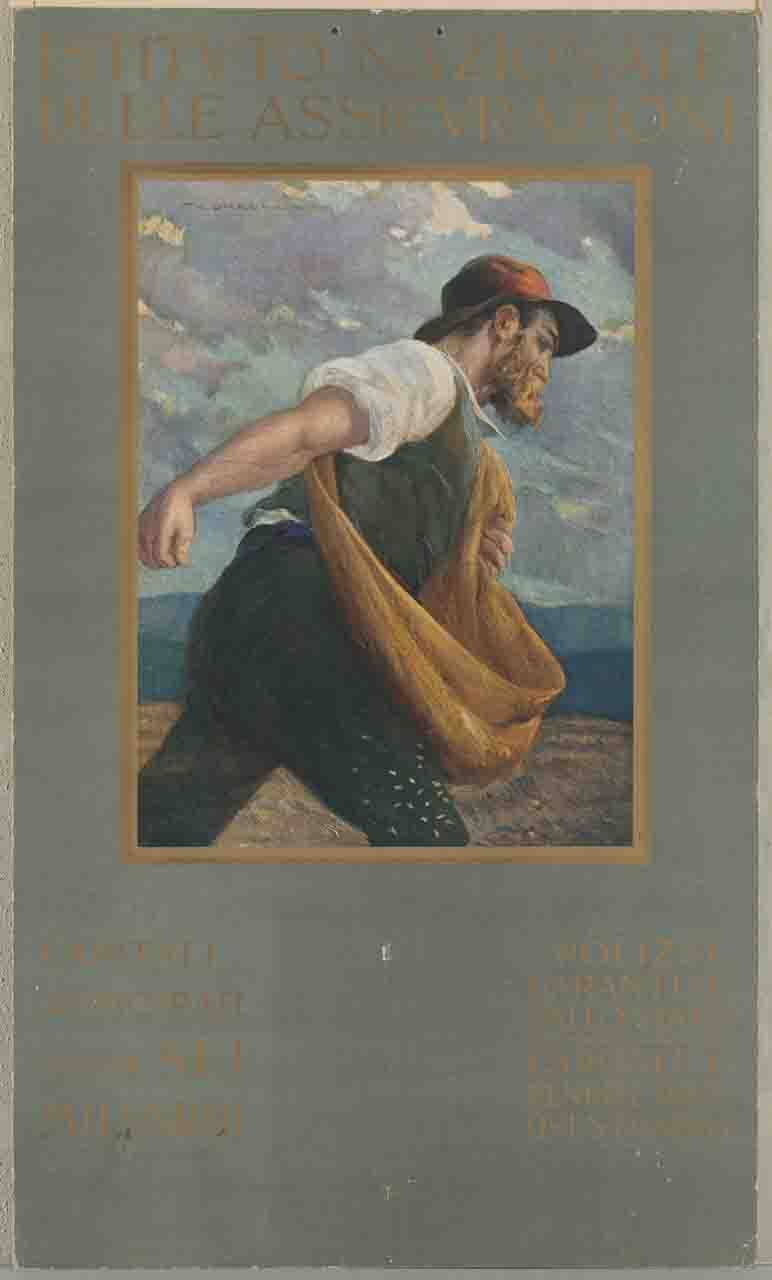 uomo semina il grano (calendario) di Corbella Tito (prima metà sec. XX)