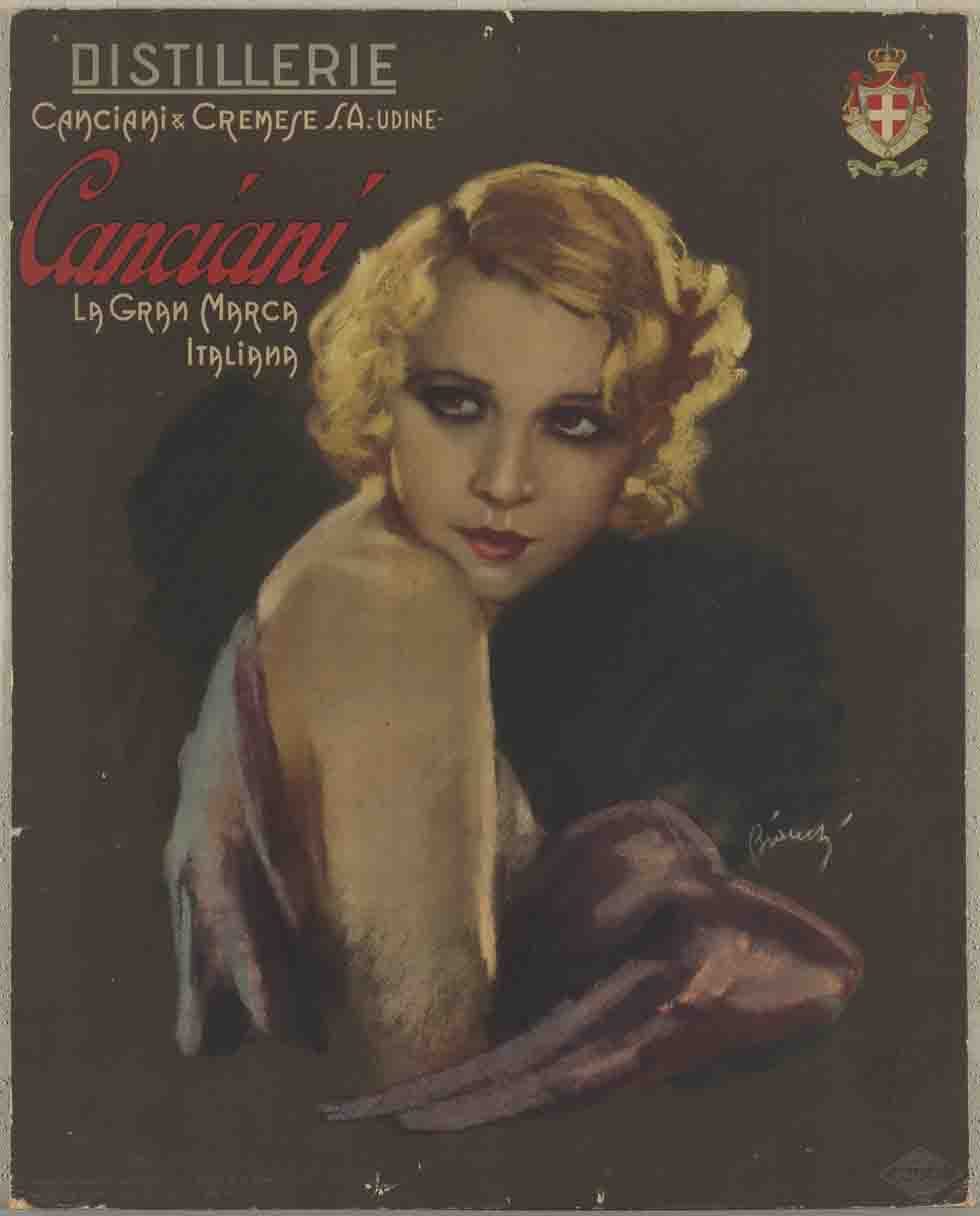 ritratto di donna a mezzo busto (manifesto) di Bianchi Virginio detto Vubi (sec. XX)