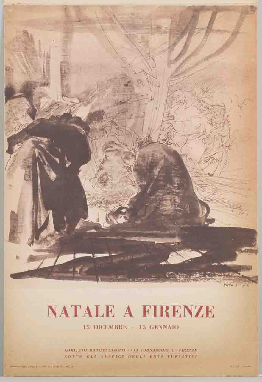 Adorazione del Bambino (locandina) di Annigoni Pietro detto Canonicus (sec. XX)
